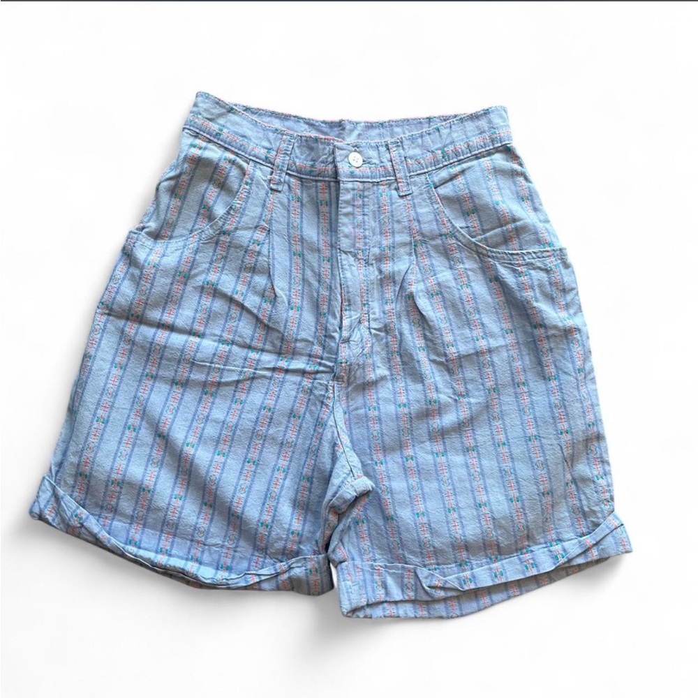 Vintage aztec print 90s high rise shorts 26” waist blue orange navajo print